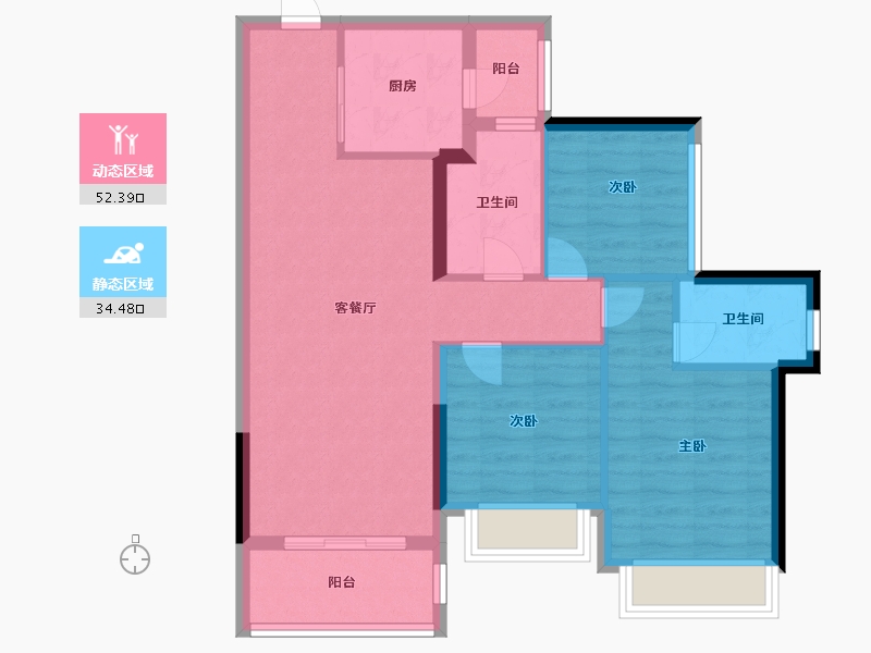 广东省-佛山市-龙光天瀛-77.50-户型库-动静分区