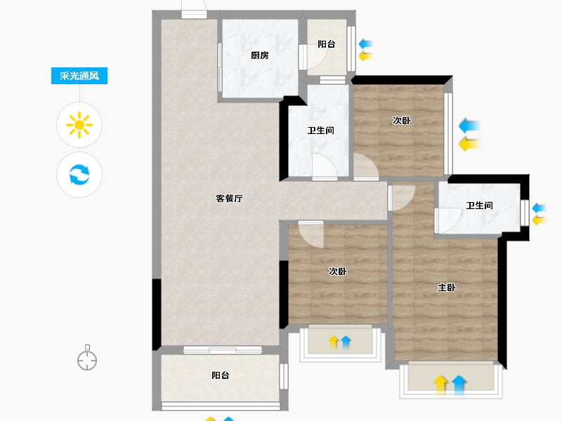 广东省-佛山市-龙光天瀛-77.50-户型库-采光通风