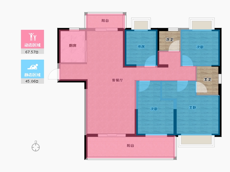 湖北省-宜昌市-碧桂园城央壹品-107.74-户型库-动静分区