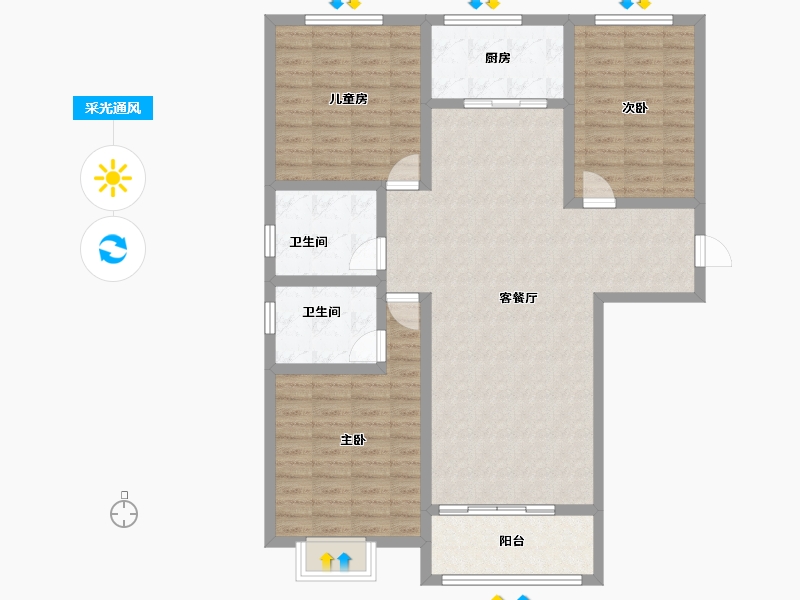 陕西省-宝鸡市-盛世锦园-112.71-户型库-采光通风