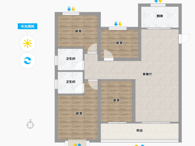 甘肃省-天水市-天水令牌·玖号院-92.65-户型库-采光通风