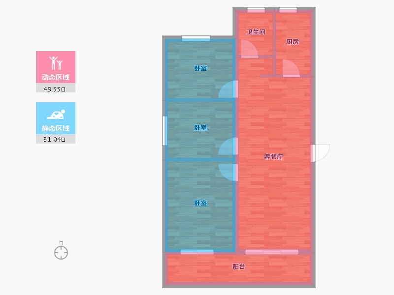 甘肃省-天水市-天水令牌·玖号院-71.61-户型库-动静分区