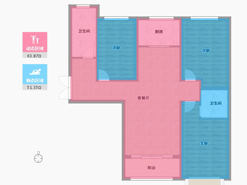 山东省-淄博市-鸿暻悦城-103.74-户型库-动静分区