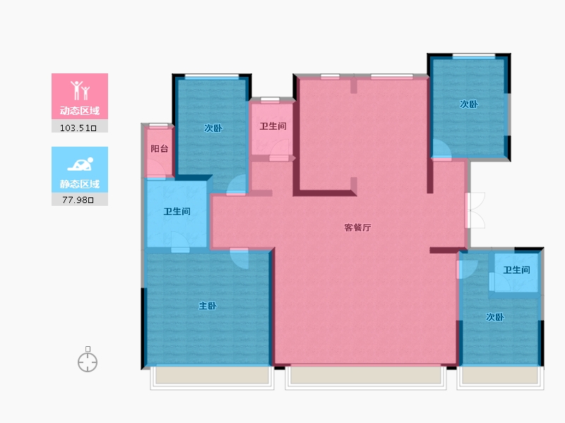 内蒙古自治区-鄂尔多斯市-熙湖明珠-164.14-户型库-动静分区