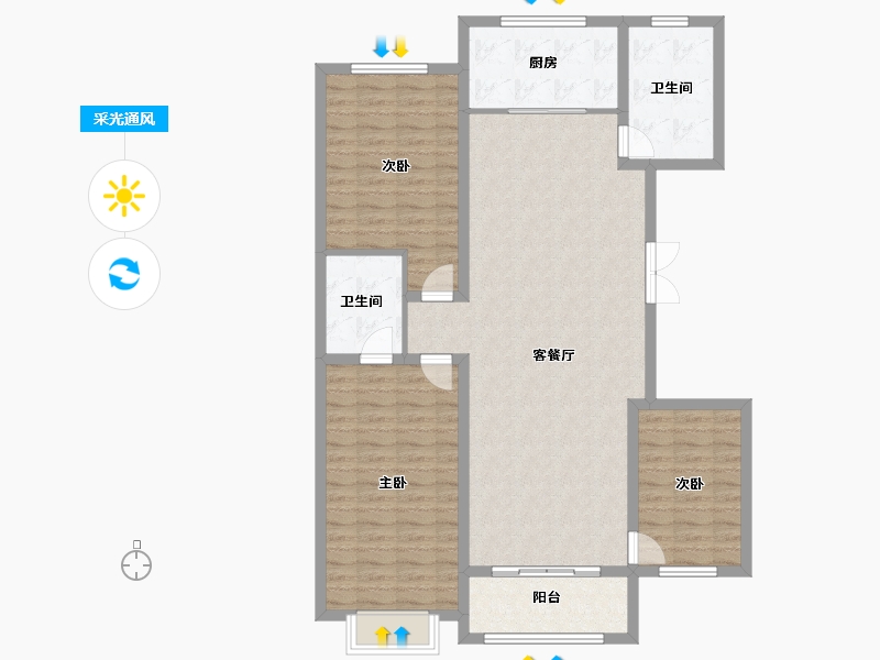 山东省-淄博市-鸿暻悦城-118.29-户型库-采光通风