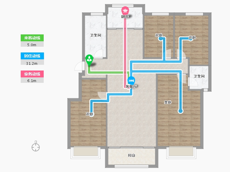 山东省-淄博市-锦绣淄江-124.49-户型库-动静线