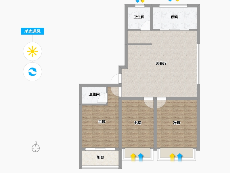 河北省-石家庄市-水韵华庭-87.39-户型库-采光通风