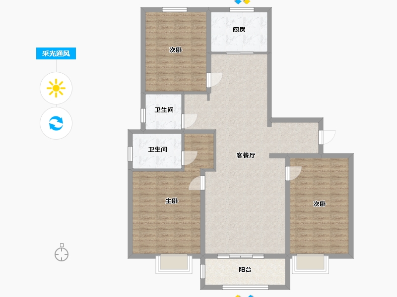 山东省-德州市-佰利金湖湾-103.00-户型库-采光通风