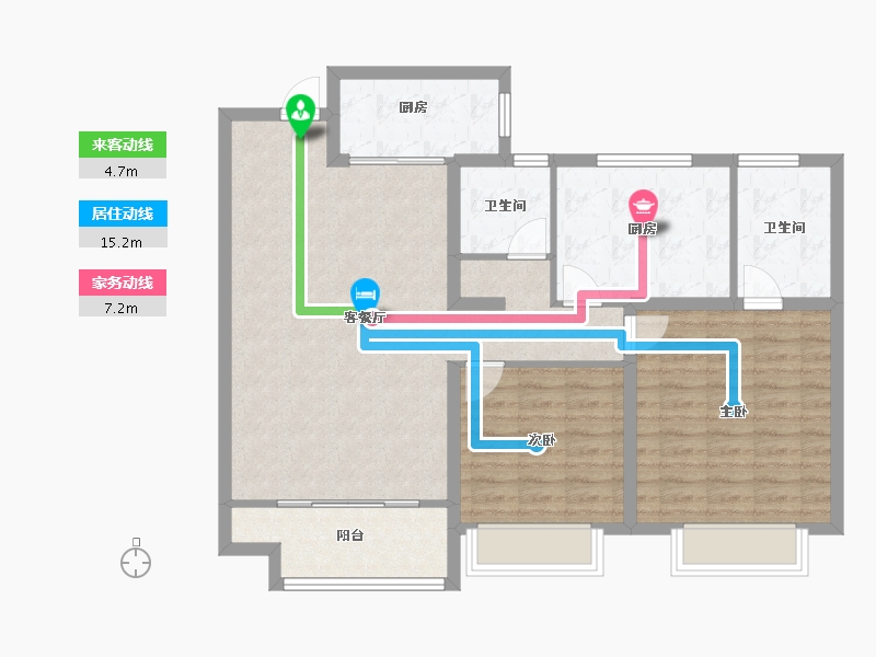 山东省-淄博市-龙泉家园悦景台-95.63-户型库-动静线