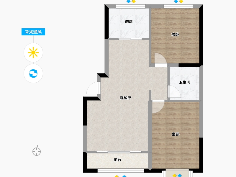 内蒙古自治区-鄂尔多斯市-鑫通城书香院-64.99-户型库-采光通风