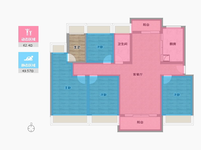 广东省-江门市-泉林黄金小镇-102.95-户型库-动静分区