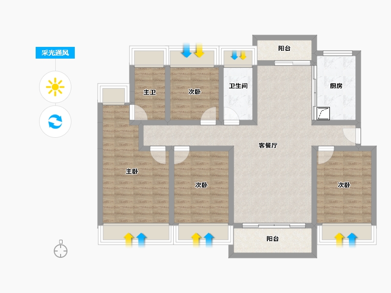 广东省-江门市-泉林黄金小镇-102.95-户型库-采光通风