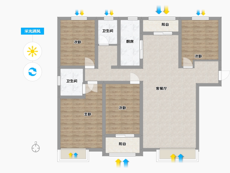 河北省-邢台市-君悦豪庭-126.40-户型库-采光通风