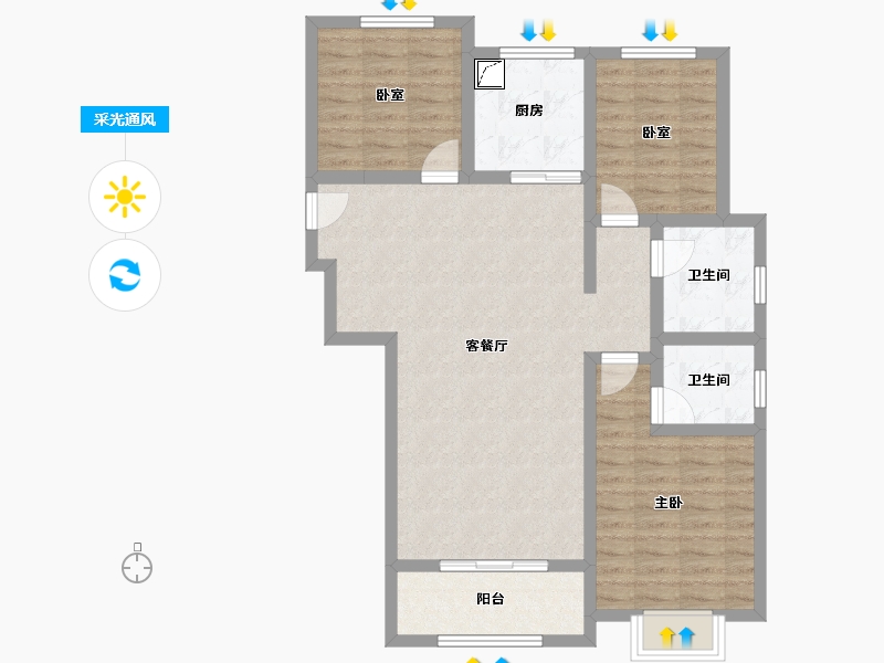 陕西省-渭南市-朝阳云著-92.00-户型库-采光通风