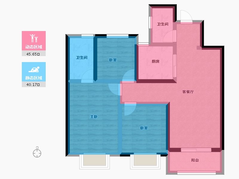 陕西省-渭南市-朝阳云著-75.22-户型库-动静分区