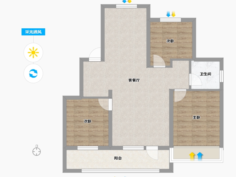 辽宁省-沈阳市-志城·中央公园·铂翠园-76.36-户型库-采光通风