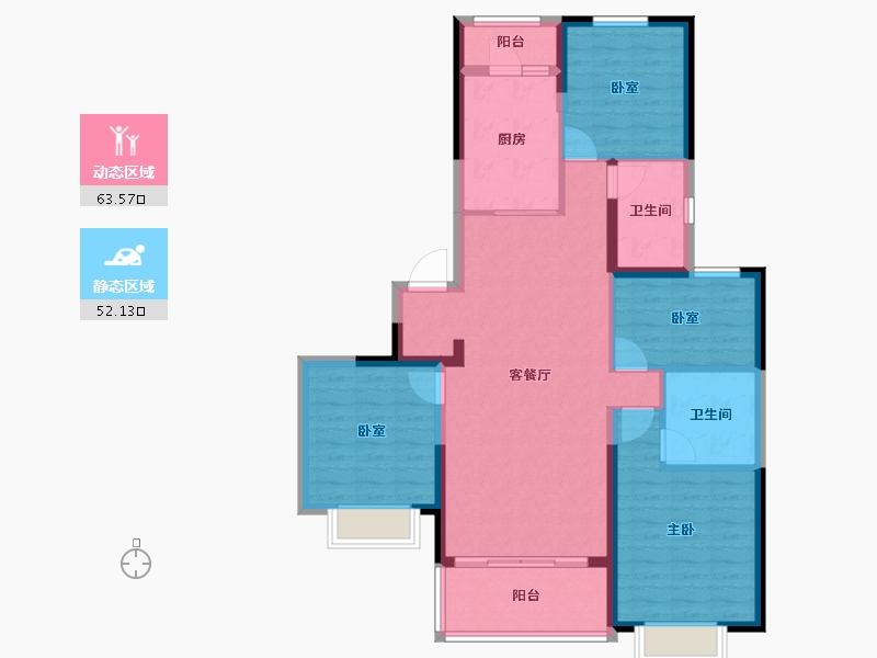 山西省-吕梁市-吕梁恒大御府-103.81-户型库-动静分区