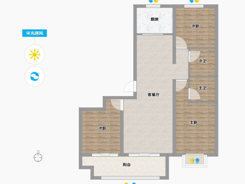 河北省-廊坊市-映园春晓-94.15-户型库-采光通风