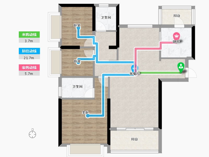 陕西省-渭南市-恒大珺睿府-89.72-户型库-动静线