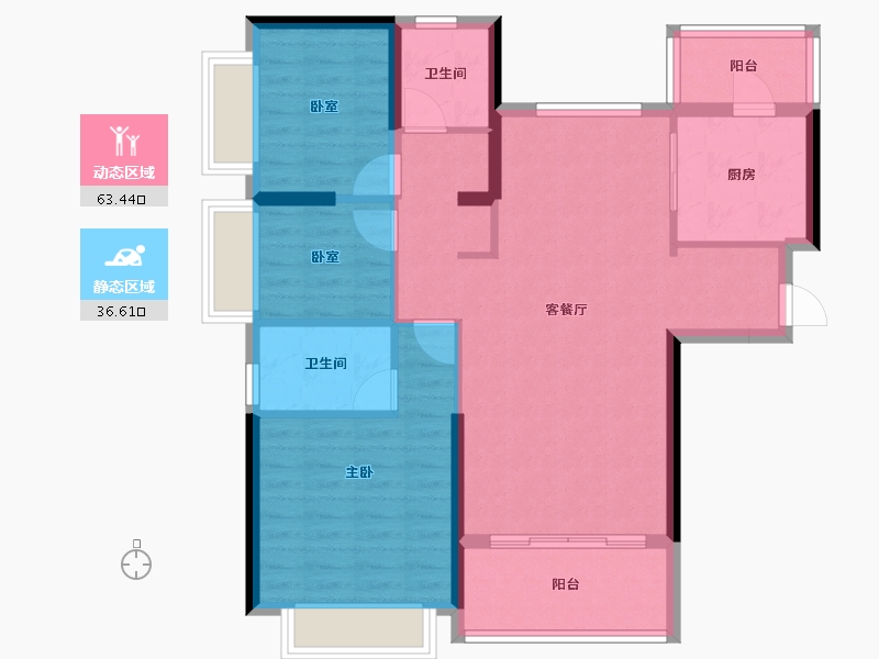 陕西省-渭南市-恒大珺睿府-89.72-户型库-动静分区