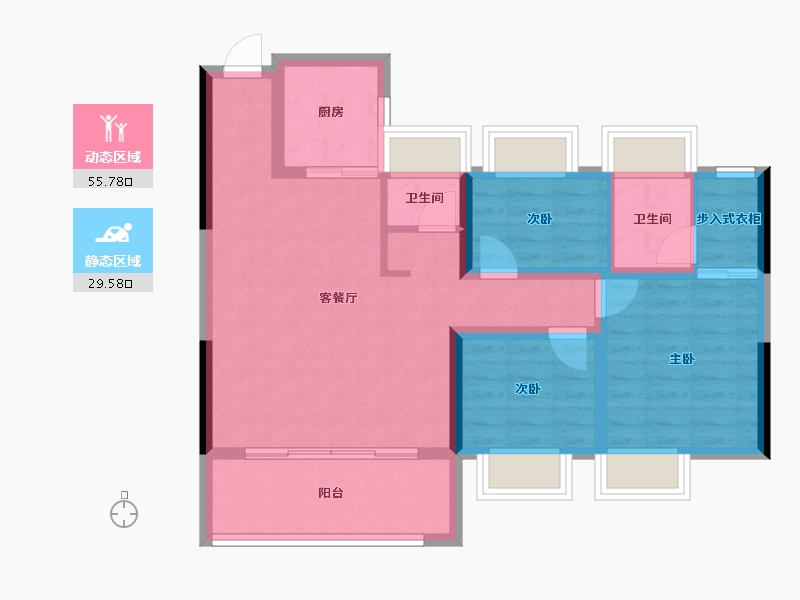 贵州省-六盘水市-公园道1号-75.62-户型库-动静分区