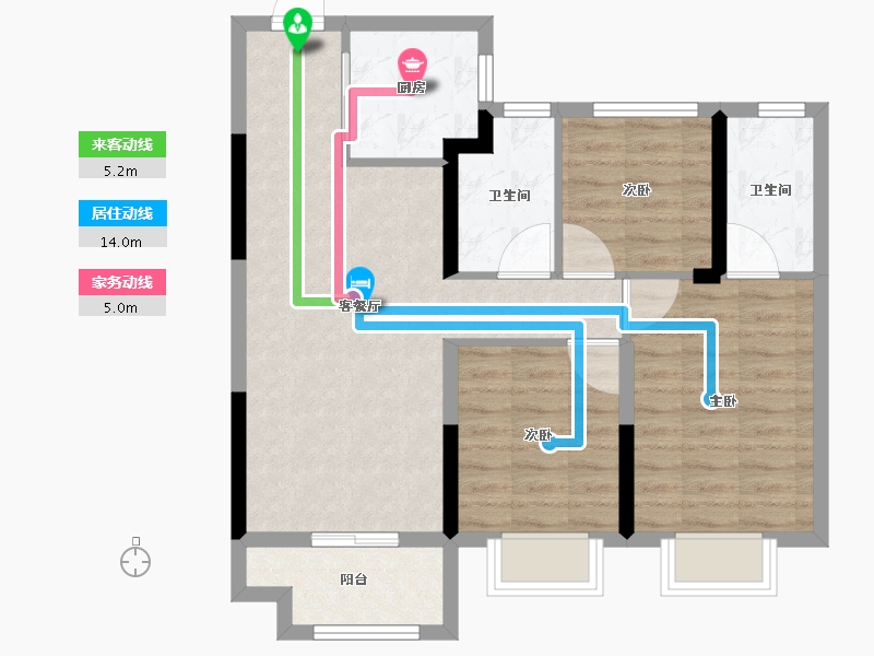 浙江省-湖州市-雅居乐滨江国际-74.38-户型库-动静线