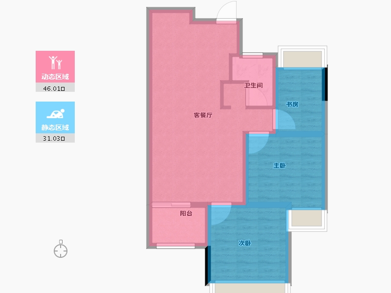 贵州省-六盘水市-公园道1号-68.80-户型库-动静分区