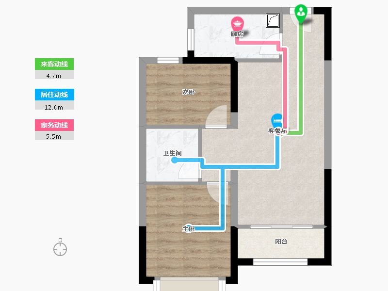 河北省-廊坊市-绿地空港西斯莱公馆-54.53-户型库-动静线