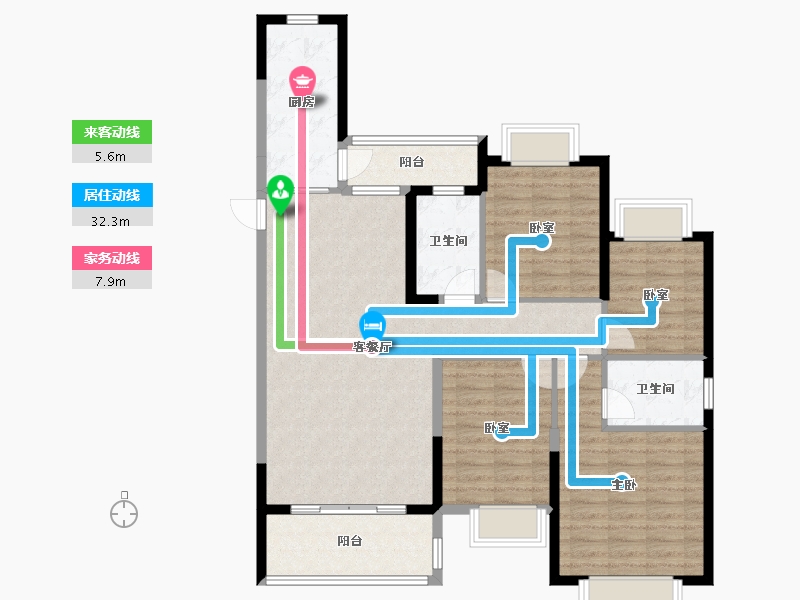 陕西省-渭南市-恒大珺睿府-109.26-户型库-动静线