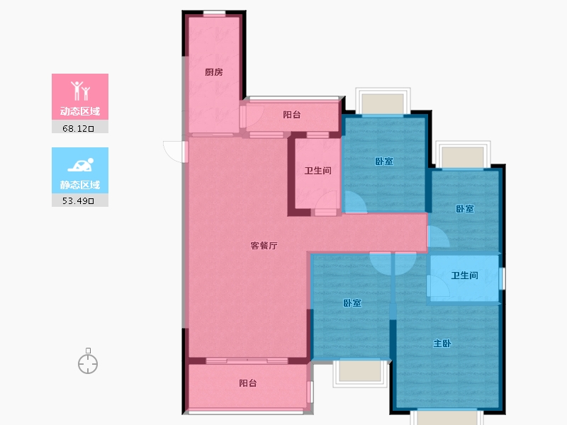 陕西省-渭南市-恒大珺睿府-109.26-户型库-动静分区