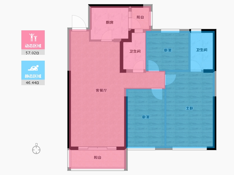 山西省-吕梁市-吕梁恒大御府-93.37-户型库-动静分区