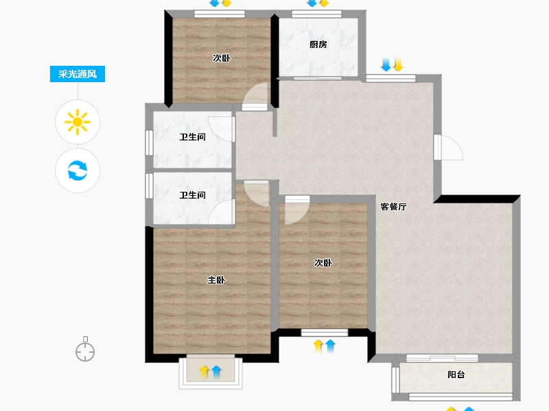 天津-天津市-水岸恬园-98.00-户型库-采光通风