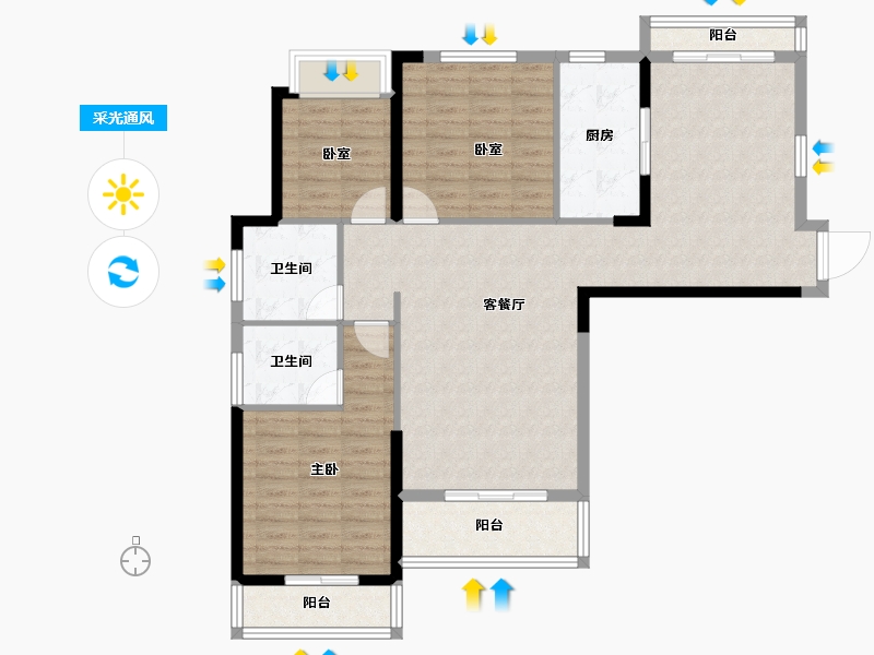 湖北省-十堰市-香山苑二期-107.14-户型库-采光通风