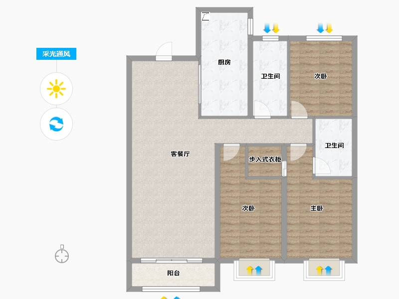 山西省-忻州市-尧阳梧桐园-109.45-户型库-采光通风