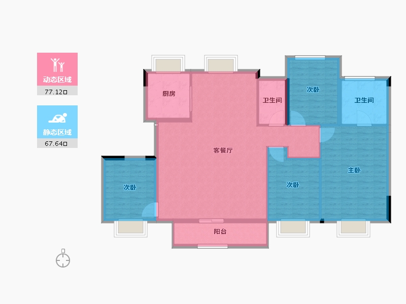 浙江省-湖州市-雅居乐滨江国际-132.64-户型库-动静分区