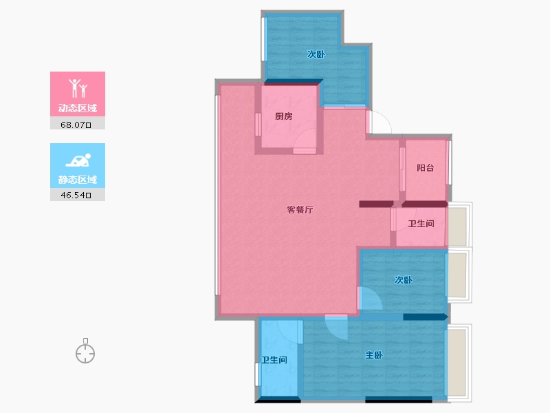 贵州省-六盘水市-新城凤凰臺-102.41-户型库-动静分区