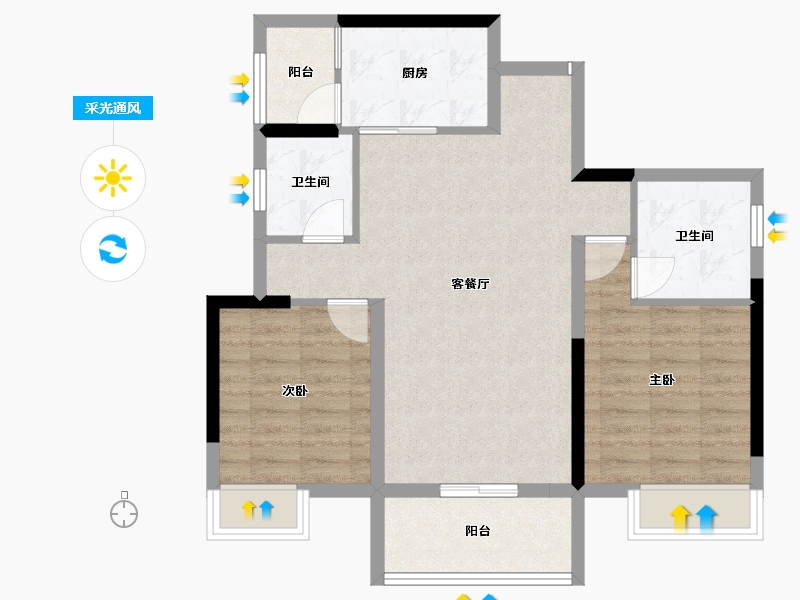 广西壮族自治区-桂林市-宏—珊瑚海-75.29-户型库-采光通风