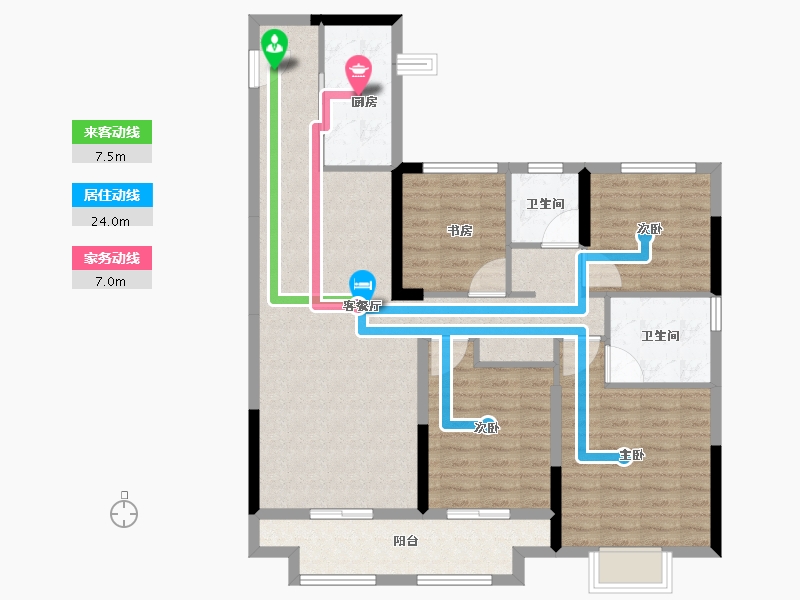 浙江省-湖州市-雅居乐滨江国际-103.95-户型库-动静线