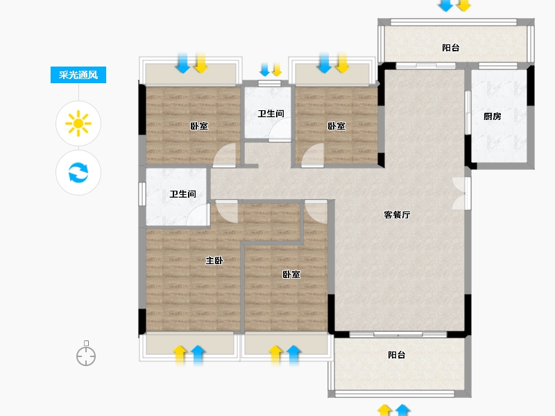 陕西省-安康市-汉水悦府-122.40-户型库-采光通风