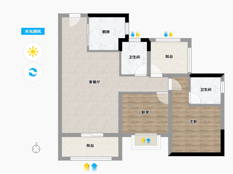 广东省-江门市-新城·博富领会国际-73.40-户型库-采光通风