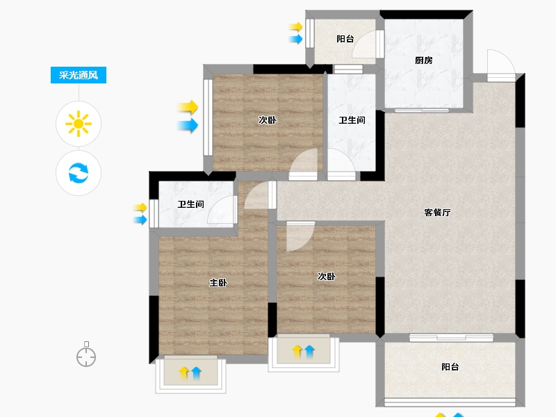 广西壮族自治区-桂林市-顺祥府-76.88-户型库-采光通风