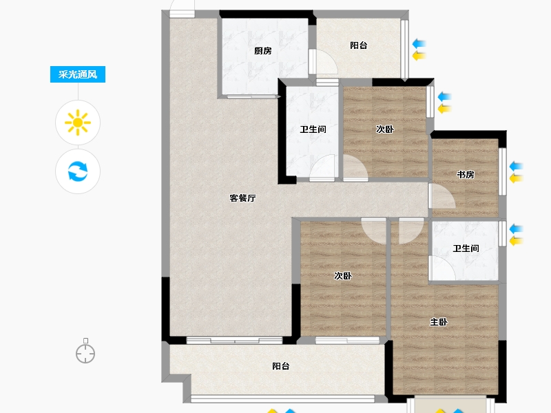 广东省-韶关市-白云天滨江壹号-105.17-户型库-采光通风