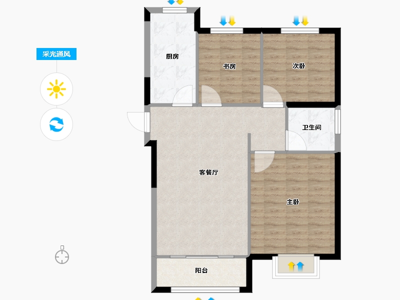 河北省-廊坊市-绿地空港西斯莱公馆-82.01-户型库-采光通风