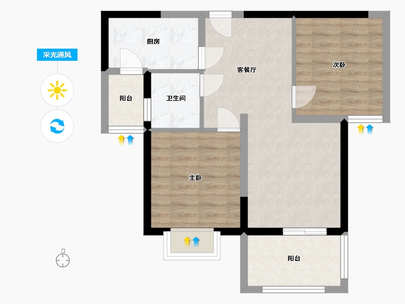 福建省-漳州市-三盛国际海岸-60.00-户型库-采光通风