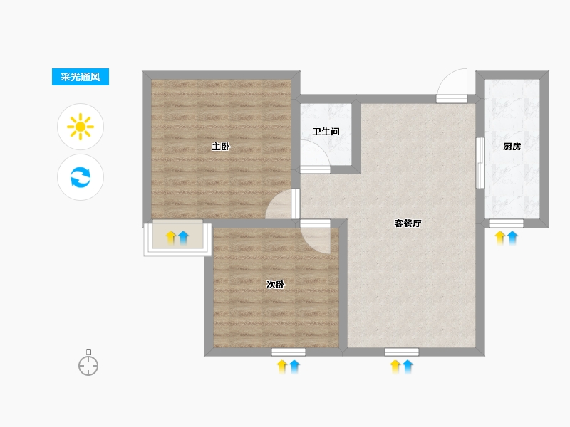 新疆维吾尔自治区-乌鲁木齐市-云岭学府-68.59-户型库-采光通风