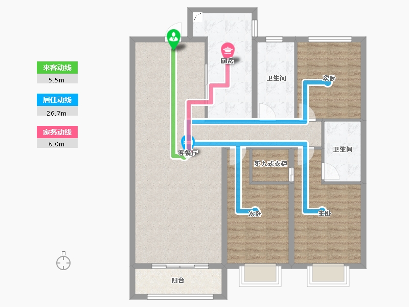 山西省-忻州市-尧阳梧桐园-113.32-户型库-动静线