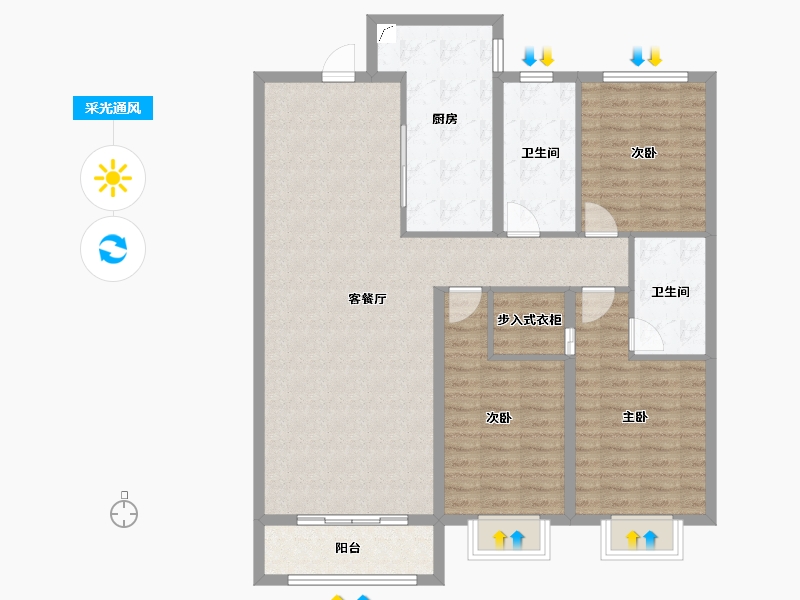 山西省-忻州市-尧阳梧桐园-113.32-户型库-采光通风