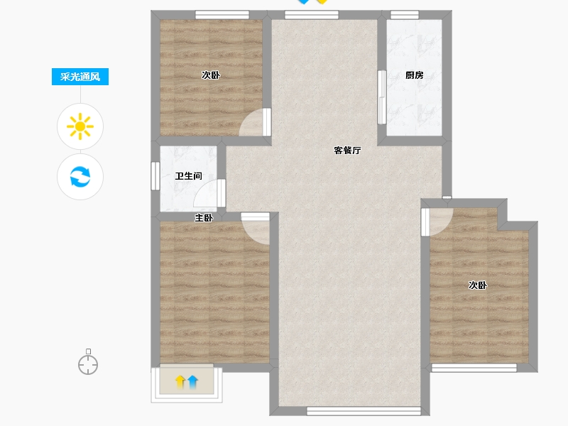 宁夏回族自治区-吴忠市-玺悦府-85.13-户型库-采光通风