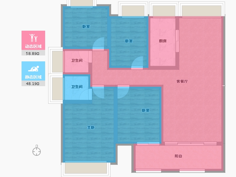 贵州省-六盘水市-公园道1号-94.82-户型库-动静分区