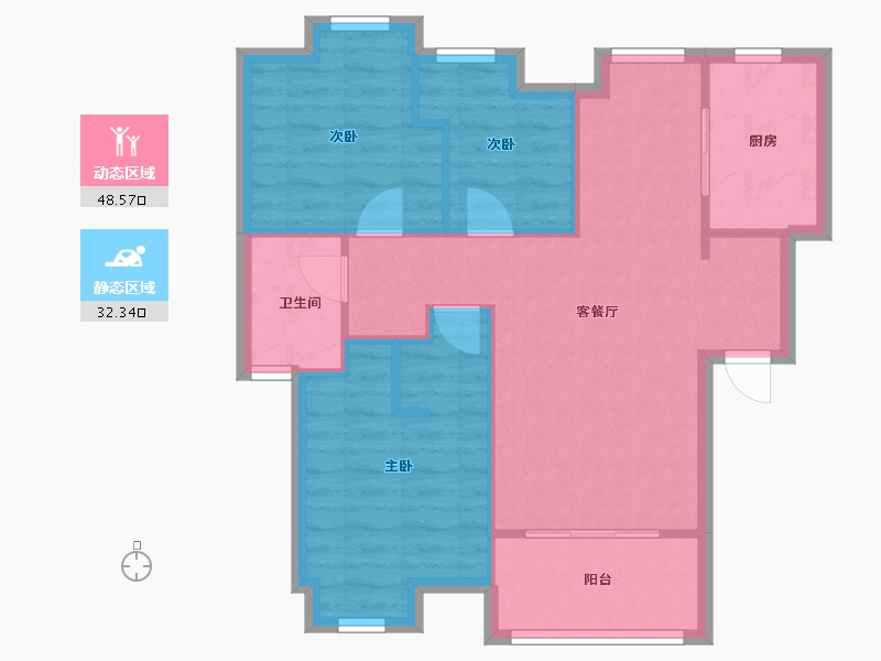 湖北省-武汉市-绿地香树花城-76.00-户型库-动静分区